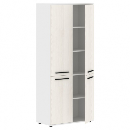 Шкаф с глухими средними и малыми дверьми EDIS EHCS 85.3 Ясень Траун Черный Белый_1