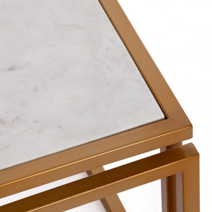 Столик кофейный Secret De Maison QUATTRO ( mod. 14153 ) алюминиевый сплав/мрамор, 41*41*41 см, золотой/белый мрамор_2