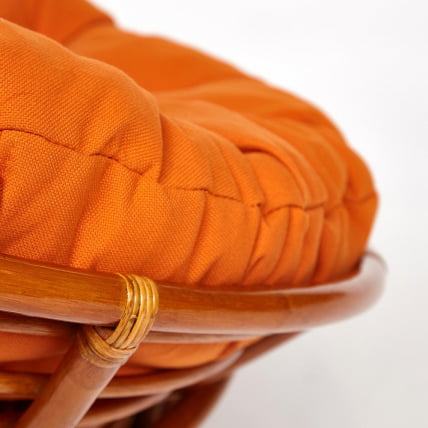 Кресло-качалка PAPASAN/ПАПАСАН w 23/01 B /с подушкой/ 115х78х104 см, Cognac (коньяк), ткань Оранжевый, С 23_6
