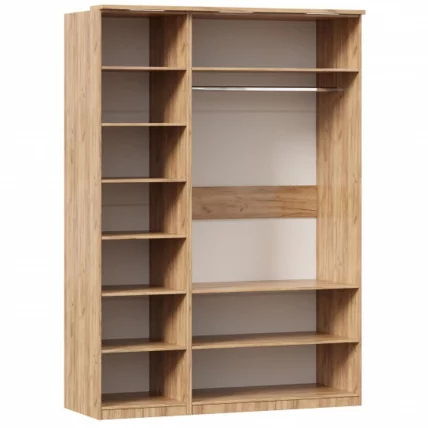 Шкаф трехстворчатый с зеркалом Фиджи 003 Дуб Золотой Белый_1