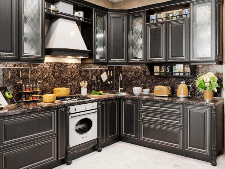 Тумба кухонная 400 с 3 ящиками (4) Италия ЛД 275.116.000 Черный Дуб темный_4