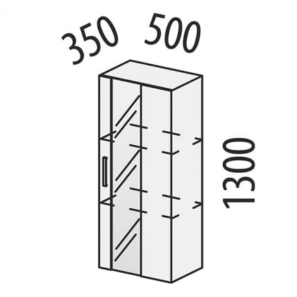 Шкаф-витрина малый (лев/прав) Монако 606.07 Дуб Вотан / Белый шпон/ Альпийский белый_3