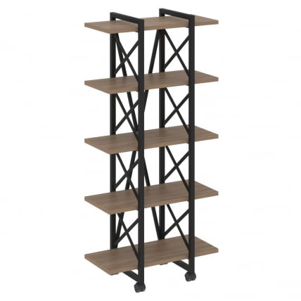 Стеллаж на колесных опорах - 5 полок LOFT VR.L-MST.K-5.4V Металл черный Дуб Аризона_0