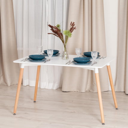 Стол JOHN (mod. T1001) МДФ/дерево, 80 х 120 х 75 см , White (Белый) / Natural (натуральный)_4