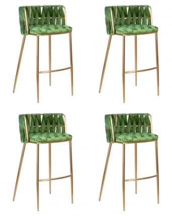 Стул барный ДОБРИН ЕММА ГОЛД (зеленый велюр (ВФ-08)) 4 шт / DOBRIN EMMA GOLD (VF-08))_0