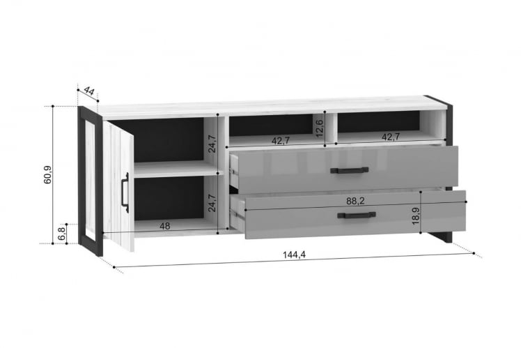 Тумба Техно ЛД.678.020.000 Дуб Крафт белый/Серый шифер_2