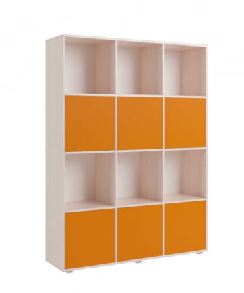 Стеллаж с фасадами ДМ 12 Ясень шимо темный/Оранжевый_1