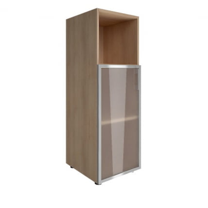 Шкаф книжный средний со стеклом в раме Лакобел без топа ЙАЛТА ЛТ-СУ 2.2Р блаcк Снежная Платина / Lacobel YALTA LT-SU 2.2R black_0