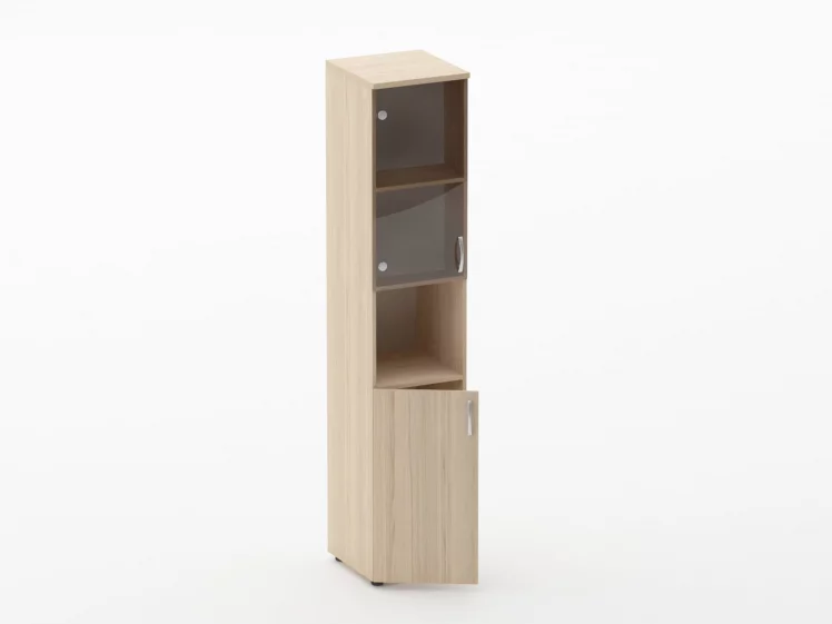 Шкаф высокий со стеклом и нишей Glassy 6.19.14Л Дуб молочный_1