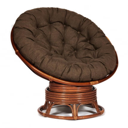 Кресло-качалка PAPASAN/ПАПАСАН w 23/01 B /с подушкой/ 115х78х104 см, Pecan (орех), ткань Коричневый, 3М7-147_0