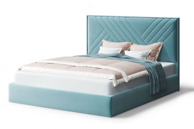 Кровать МИРА 2000*1400мм (без опор), велюр НЕО 22 (бирюзовый), (б/основания, б/матраса) / NEO_0