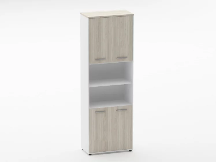 Шкаф 5 широкий закрытый с 2 -мя открытыми полками Deka 10.23.121 Дуб Сантана светлый/Белый_0