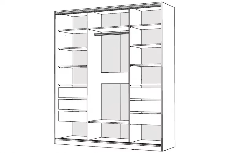 Шкаф-купе 3-х дверный Виктория 2000х584х2300, Белый 20ДЗЗЗДЗЗЗДЗЗЗ-ЯЯПП-Б 310-3320_1