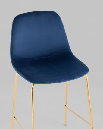 Стул полубарный Валенсия SN велюр Синий золотые ножки_2