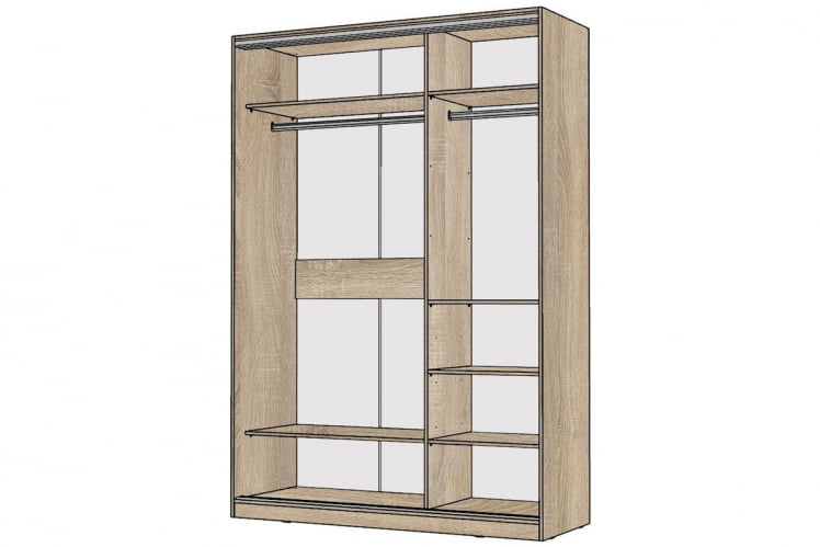 Шкаф-купе 2-х дверный Виктория 1600х584х2300, Дуб сонома светлый 16ДЛЛЛДЗЗЗ-ПШ-Дсс 310-391_1