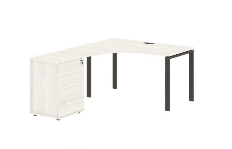 Стол эргономичный с тумбой левый EDIS EUCET 1318 L Ясень Траун Мокко_0