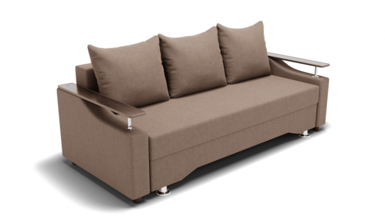 Диван Квадро-1 ППУ (ЗР) Цвет фасада: Светло коричневый; Тип: Прямой; Материал фасада: Металл/Велюр_0