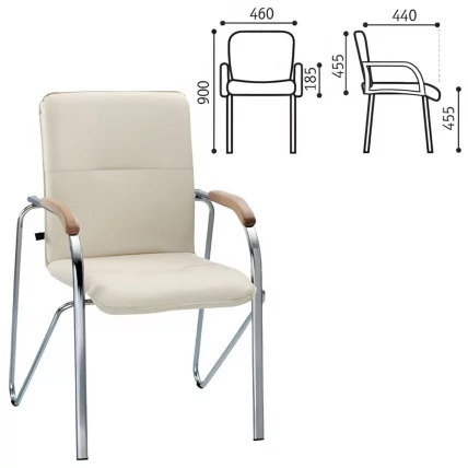 Кресло для приемных Samba хром кожзам Бежевый_0