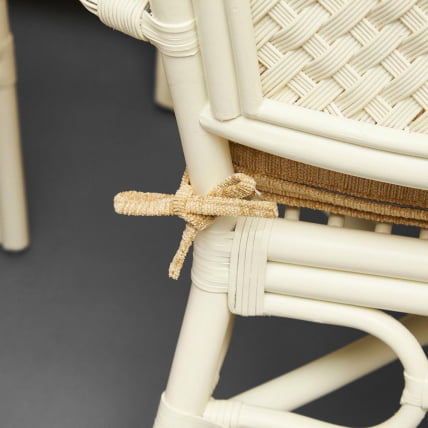 Комплект обеденный ANDREA GRAND (стол со стеклом+6 кресел+ подушки) TCH White (белый), Ткань рубчик, цвет кремовый_30