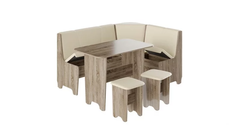 Кухонный уголок Техас Исп.1 Дуб Сонома трюфель/Экокожа бежевая_1