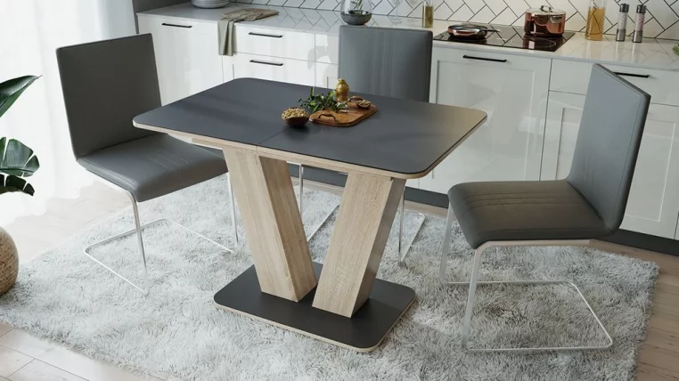 Стол раздвижной Чинзано тип 1 Дуб сонома светлая/стекло серое матовое_2