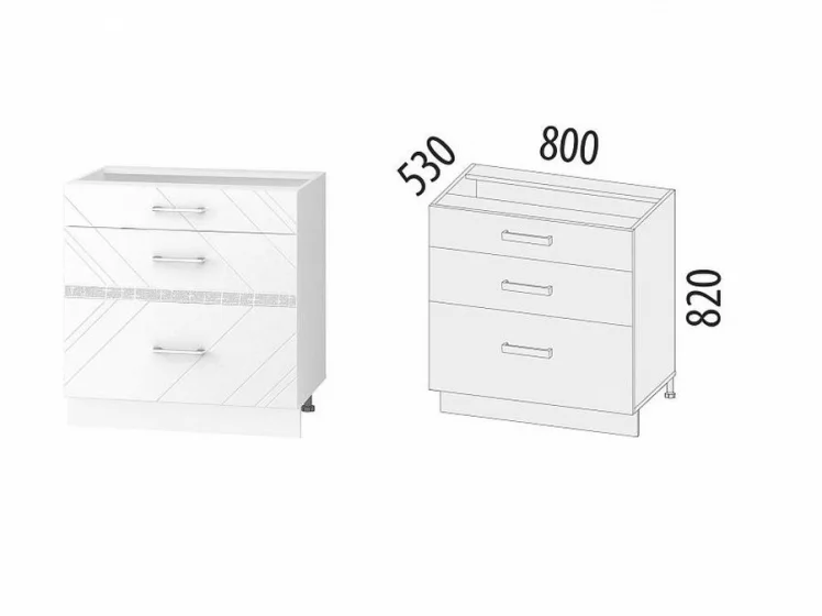 Напольный шкаф (3 ящика с системой плавного закрывания) Бьянка 102.92_1