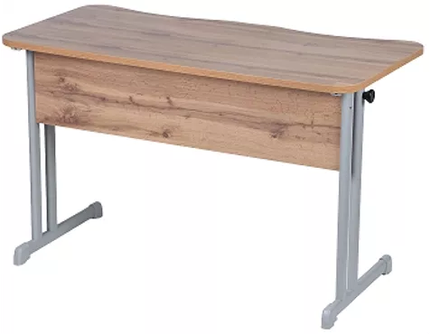 Парта двухместная эргономичный (рост 6) Белая ЛДСП/Серая кромка/Металл Серый_0