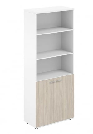 Шкаф высокий полуоткрытый Sigma SG.851.WH.OL Белый Дуб светлый_0