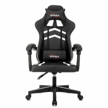 Кресло компьютерное BRABIX Shooter GM-123, 2 подушки, экокожа, черное/белое_2