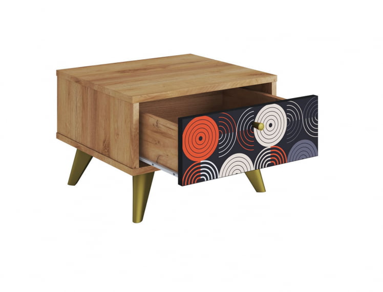 Тумба прикроватная Фьюжн ТМ-004 дуб крафт золотой/VINIL_1