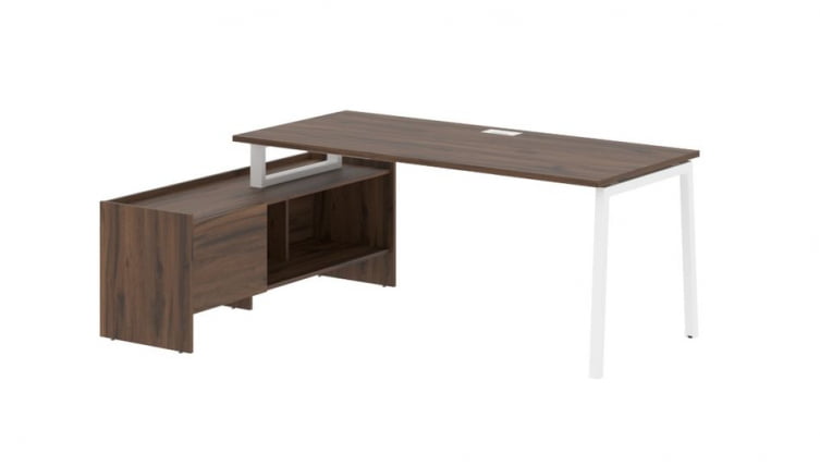 Стол с тумбой EDIS ELCT 19814 Дуб Денвер темный Белый_0