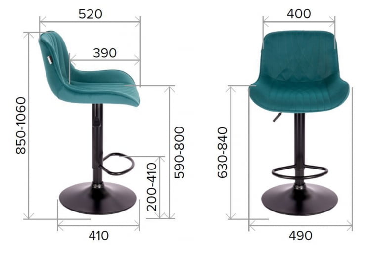 Барный стул Everprof Grace Black Ткань Темно-коричневый_5