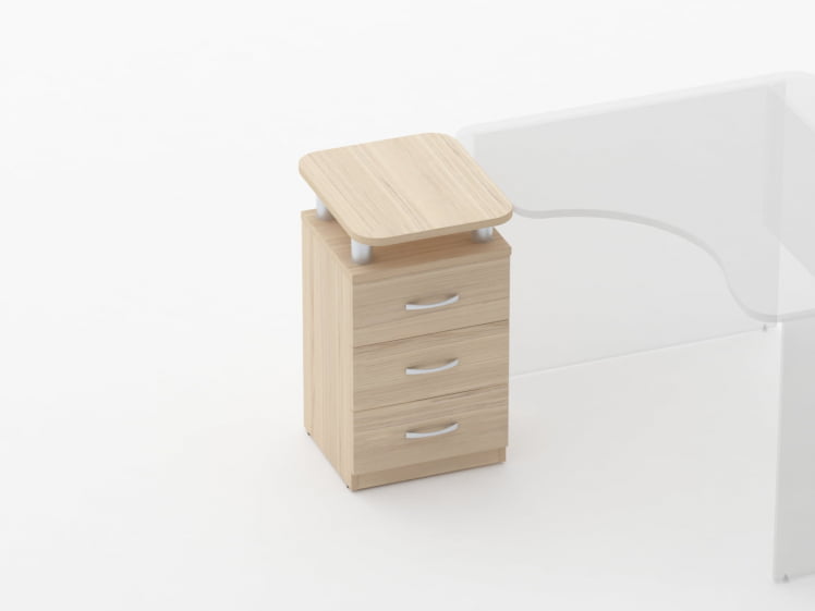 Тумба приставная на 3 ящика с проставками Glassy 3.10.17 Бук светлый_1