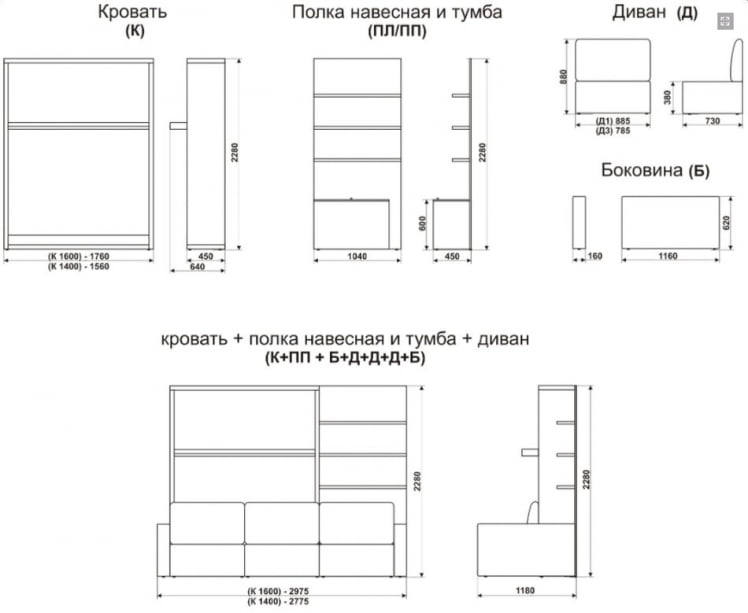 Мебель-трансформер Смарт 1 3-в-1 1600 правый Белая шагрень_4