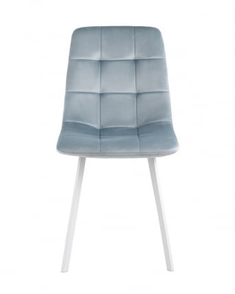 Комплект из четырех стульев Chilly велюр серо-голубой ножки белые 4 шт._3