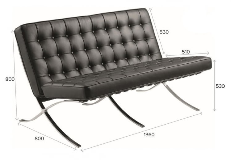 Диван двухместный Everprof Barcelona - 2 экокожа Черный_3