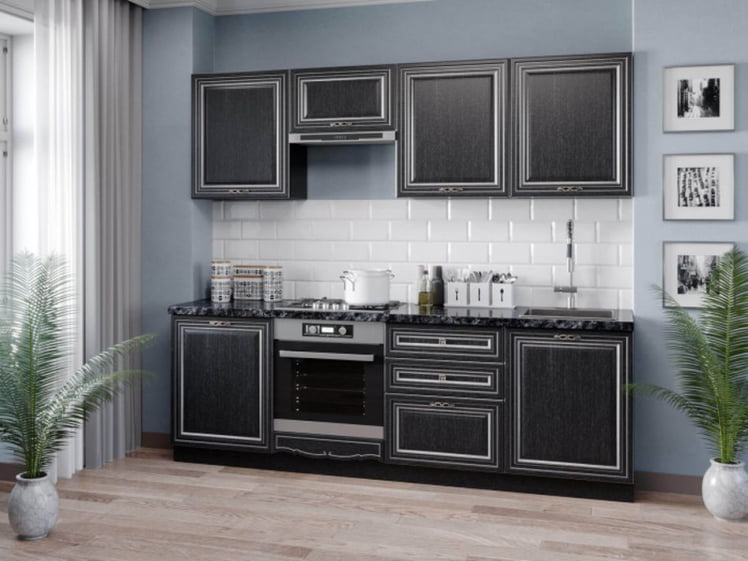 Шкаф кухонный антресоль 600 Италия ЛД 275.306.000 Черный Дуб темный_1