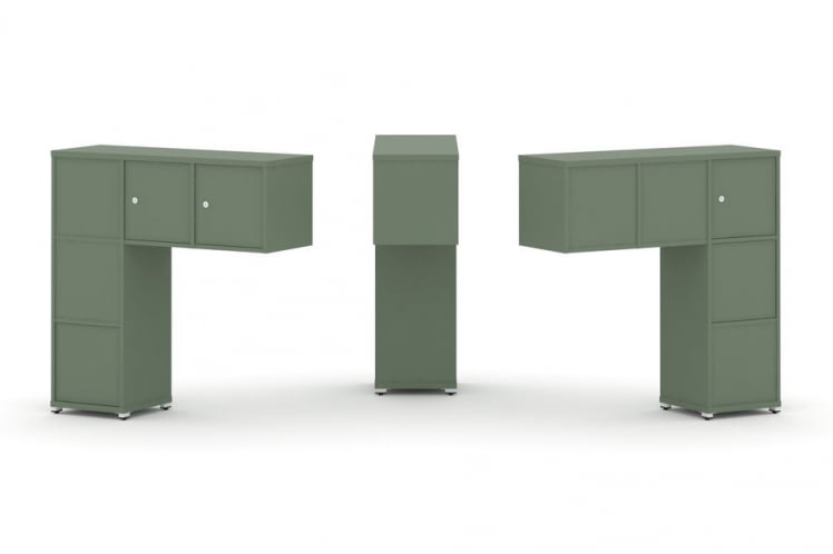 Надставка на стол низкая двухсторонняя + задняя стенка (5 шт.) + блок с 1-м ящиком (2 шт.) + распашной фасад (3 шт.) CONCEPT CN.DNN-006 Кобо Белый металл_0