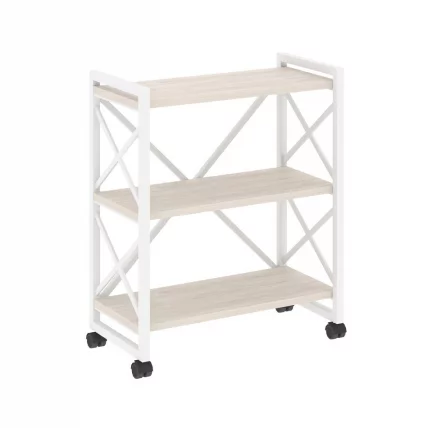 Стеллаж на колесных опорах - 3 полки LOFT  VR.L-MST.K-3.8 Металл белый Денвер светлый_0