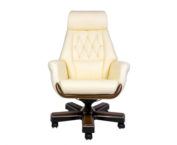 Кресло руководителя Трон кожа Слоновая кость_1