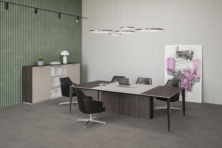 Комплект мебели для переговорной Atlas №06 Бренсон Серый камень Трюфель Антрацит_1