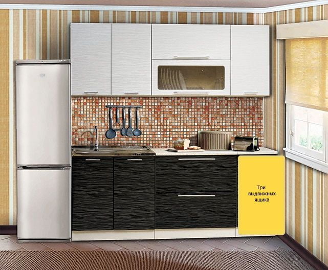 Кухонный гарнитур Диана 7 1.8 м Страйп белый/Страйп черный_7