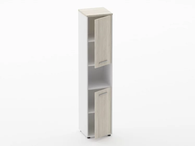 Шкаф 4 узкий закрытый, с нишей Deka 10.19.12Пр Дуб Сантана светлый/Белый_1