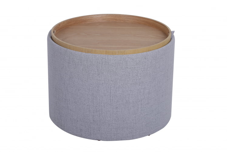 Пуф-столик с ящиком Хюгге L рогожка Серый_2