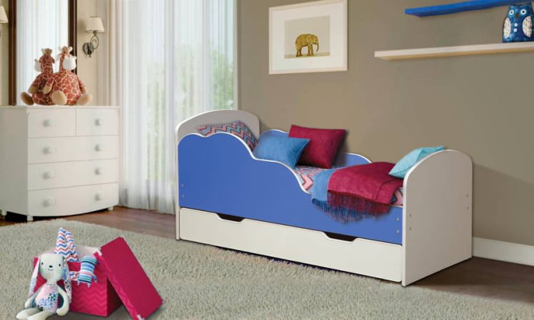 Кровать детская ОБЛАКА №2 700*1400 Белый/Светло-розовый_0