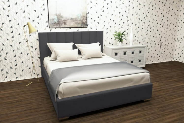 Мягкая интерьерная кровать Терра с подъемным механизмом Цвет фасада: Светло серый; Материал фасада: Металл/Велюр; Спальное место: 800х2000 мм_0