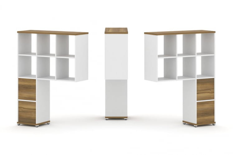 Надставка на стол высокая двухсторонняя + задняя стенка (2 шт.) + блок с 2-мя ящиками (2 шт.) CONCEPT CN.DNV-008 Сандал Янтарный Белый бриллиант Белый металл_0