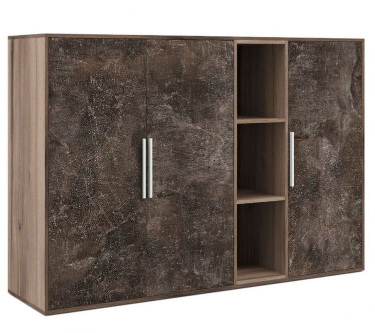 Шкаф средний 3 створки, с нишей B-TONE BTN36152242 Вяз Бетон темный_0
