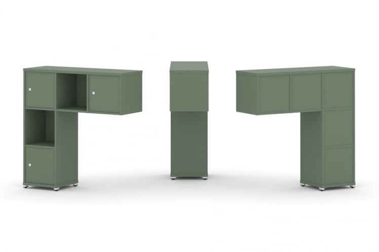 Надставка на стол низкая односторонняя + задняя стенка (5шт.) + распашной фасад (3 шт.) CONCEPT CN.ONN-002 Кобо Белый металл_0