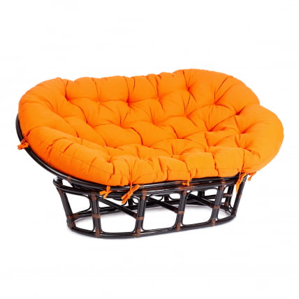 Диван MAMASAN/МАМАСАН 23/02 W /с подушкой/ подушка 182х119 см, 169х102х80 см, Antique brown (античный черно-коричневый), ткань, оранжевый, С 23_0